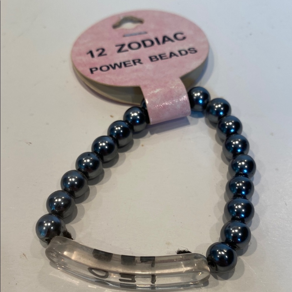 Vintage Zodiac Hematite Power Beads Bracelet for Zodiac Sign Leo